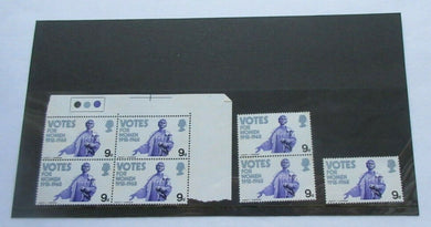 1968 VOTES FOR WOMEN 9d 7 STAMPS MNH WITH TRAFFIC LIGHTS & STAMP HOLDER