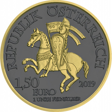 Load image into Gallery viewer, 2019 AUSTRIA 1,5 Euro Robin Hood 1oz 999 Silver Gold &amp; Ruthenium Plated Coin 500
