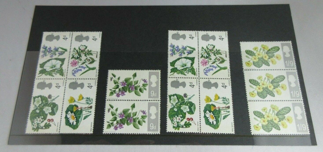 1966 FLOWERS 4d 9d & 1/9 - 13 STAMPS MNH PRESENTED IN CLEAR FRONTED STAMP HOLDER