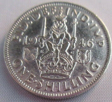 Load image into Gallery viewer, 1946 KING GEORGE VI BARE HEAD .500 SILVER aUNC ONE SHILLING COIN &amp; CLEAR FLIP S1
