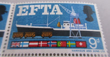 Load image into Gallery viewer, 1967 EFTA SEA FREIGHT PRE DECIMAL 1/6 X 9 &amp; AIR FREIGHT 9d X 9 STAMPS MNH
