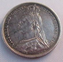 Load image into Gallery viewer, 1887 QUEEN VICTORIA JUBILEE HEAD 6d SIXPENCE EF IN PROTECTIVE CLEAR FLIP
