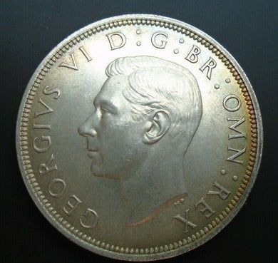 1937 KING GEORGE VI BARE HEAD 1 SILVER HALF CROWN ref SPINK 4080 A1