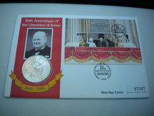 Load image into Gallery viewer, 1945-1995 50th ANNIVERSARY OF THE LIBERATION OF  JERSEY BUNC £2  CROWN COIN PNC
