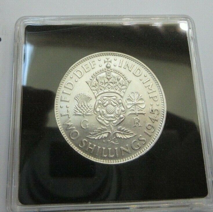 1945 GEORGE VI SILVER FLORIN 2 SHILLINGS SPINK REF 4081 BOXED WITH CERT A3