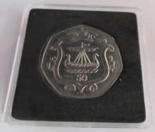 Load image into Gallery viewer, 1985 QEII ODINS RAVEN VIKING LONGBOAT MINT MARK AA FIFTY PENCE 50P COIN BOX &amp;COA
