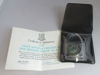 1973 FIRST OFFICIAL COINAGE OF THE BRITISH VIRGIN ISLANDS WITH POUCH AND COA