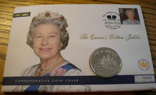 Load image into Gallery viewer, 1952-2002 THE QUEEN&#39;S GOLDEN JUBILEE, FALKLAND ISLAND BUNC 50p CROWN COIN PNC
