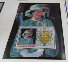 Load image into Gallery viewer, 1986 QUEEN ELIZABETH II 60TH BIRTHDAY NUKUFETAU TUVALU STAMPS &amp; ALBUM SHEET
