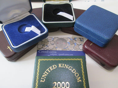 UK Vintage sovereign box / case various Royal mint,Pobjoy £5 Crowns, £2 & £1 ECT