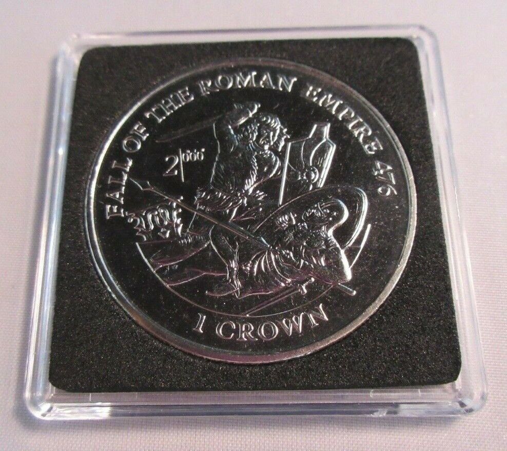 1997 FALL OF THE ROMAN EMPIRE QEII ISLE OF MAN BUNC ONE CROWN COIN WITH CAPSULE