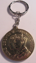 Load image into Gallery viewer, 1937 UK CORONATION GOLD PLATED MEDAL KEY-RING  IN POUCH
