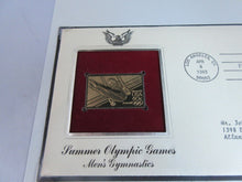 Load image into Gallery viewer, 1983 USA SUMMER OLYMPIC GAMES MENS GYMNASTICS GOLD PLATED 40C STAMP COVER FDC
