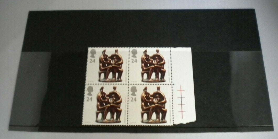 1993 FAMILY GROUP BRONZE SCULPTURE HENRY MOORE 24p BLOCK OF 4 STAMPS MNH