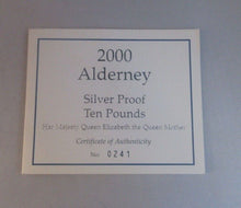 Load image into Gallery viewer, RARE 2000 5OZ ALDERNEY£10 SILVER PROOF COIN BOX &amp; COA only 1000 worldwide No-241
