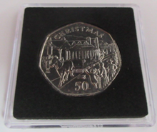 Load image into Gallery viewer, 1986 QEII CHRISTMAS COLLECTION HORSE DRAWN TRAM MINT MARK AA 50P COIN BOX &amp; COA
