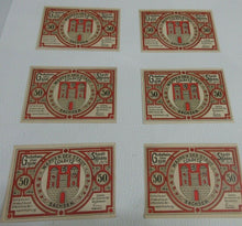 Load image into Gallery viewer, 1921 COLDITZ CASTLE 50 PFENNING BANK NOTE SERIES OF SIX DIFFERENT NOTES
