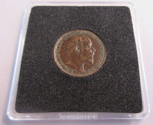 Load image into Gallery viewer, 1909 EDWARD VII BRONZE FARTHING EF-UNC IN QUADRANT CAPSULE &amp; BOX
