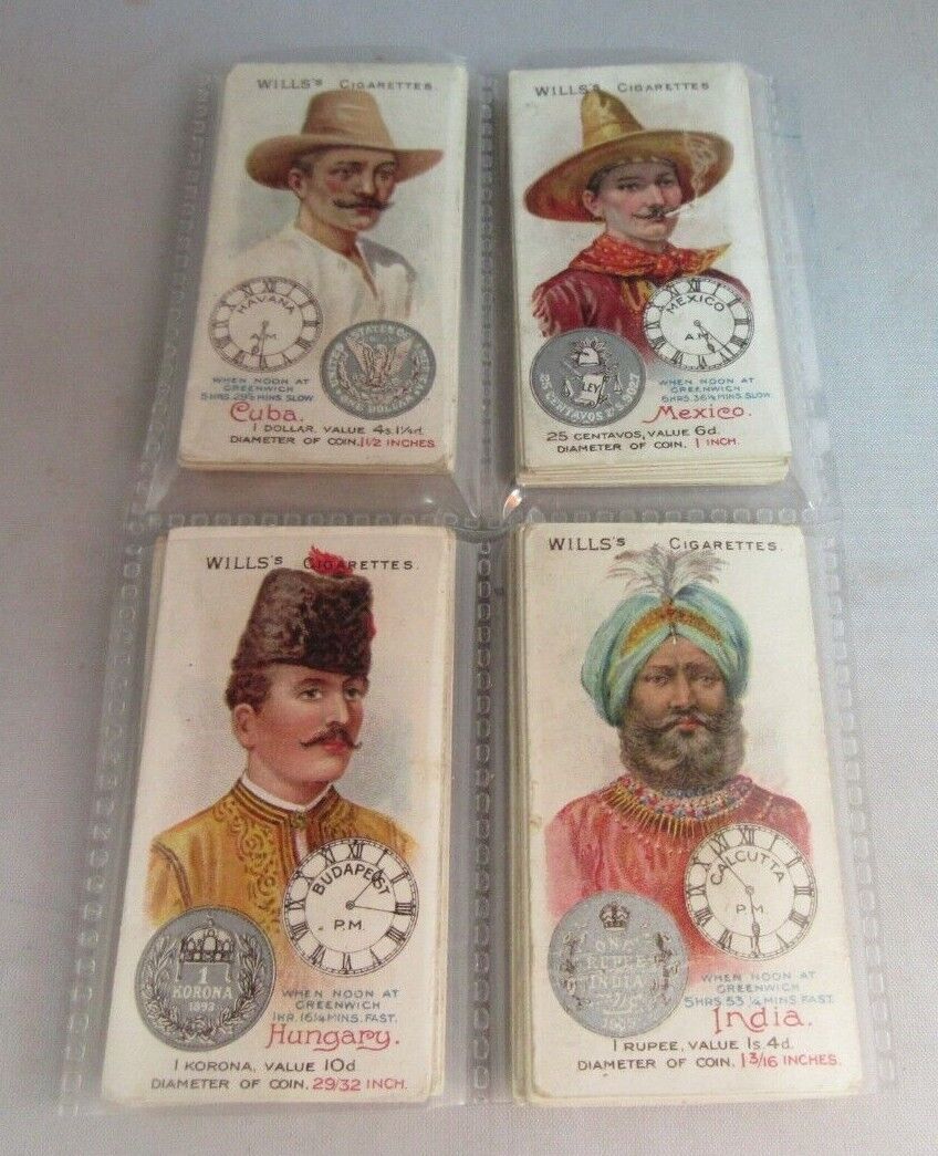 WILLS CIGARETTE CARDS TIME & MONEY COMPLETE SET OF 50 IN CLEAR PLASTIC HOLDER