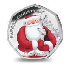 Load image into Gallery viewer, Father Christmas 50p - 2021 Coloured Cupro Nickel Diamond Finish in Card - BIOT
