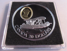 Load image into Gallery viewer, 1994 HISTORY OF POWERED FLIGHT VICKERS VERDETTE 1oz SILVER PROOF CANADA $20 COIN
