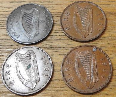 1937 1963 X 2 1964 IRELAND ONE PENNY VERY NICE COLLECTABLE GRADE EIRE 1d