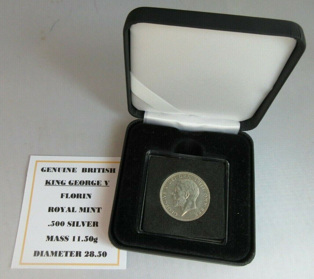 1936 KING GEORGE VI  .500 SILVER FLORIN TWO SHILLINGS WITH QUAD CAP, BOX & COA