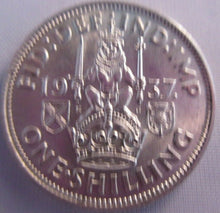 Load image into Gallery viewer, 1937 KING GEORGE VI BARE HEAD .500 SILVER UNC ONE SHILLING COIN &amp; CLEAR FLIP S2
