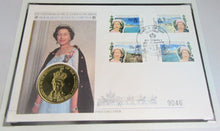 Load image into Gallery viewer, 1952-1992 40TH ANNIV OF THE ACCESSION TO THE THRONE 5 CROWNS COIN COVER PNC
