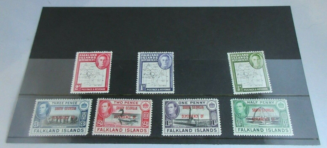 KING GEORGE VI FALKLAND ISLANDS PRE DECIMAL STAMPS - 7 X FALKLANDS STAMPS MNH