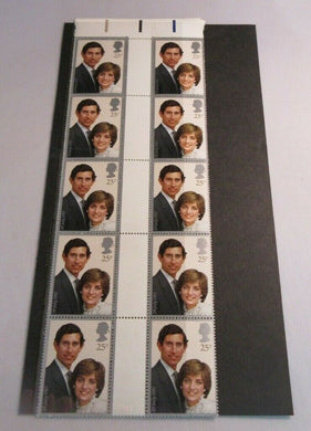 1981 PRINCE CHARLES & LADY DIANA SPENCER 25p GUTTER PAIRS 20 STAMPS MNH