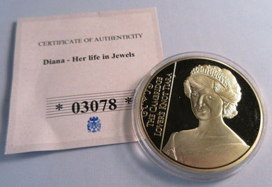2012 DIANA HER LIFE IN JEWELS KNOT TIARA PROOF MEDALLION WITH INSET TOPAZ