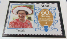 Load image into Gallery viewer, 1986 QUEEN ELIZABETH II 60TH BIRTHDAY TUVALU STAMPS &amp; ALBUM SHEET
