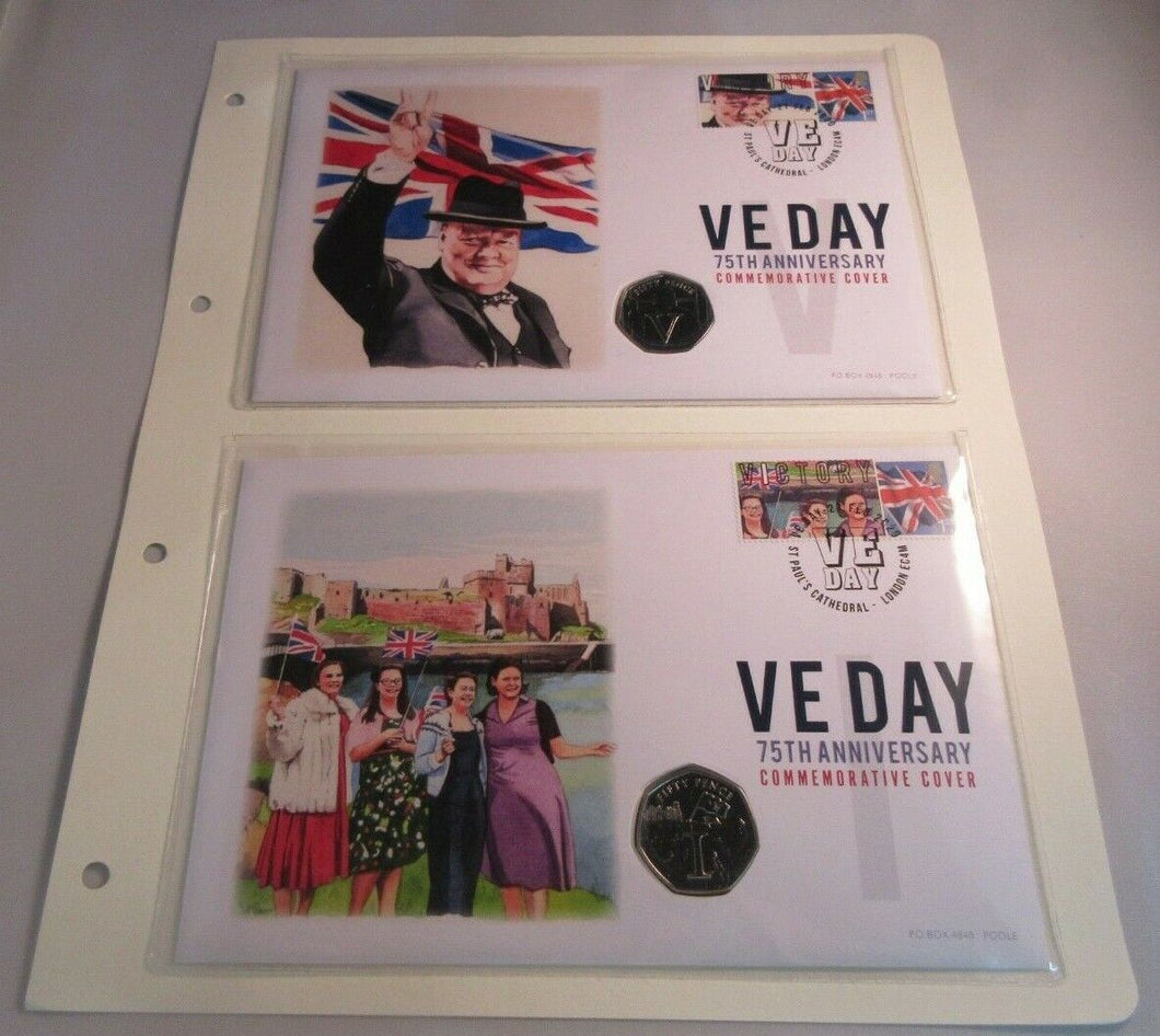 2020 VE DAY 75TH ANNIVERSARY BU COMPLETE SET ISLE OF MAN FIFTY PENCE COINS PNC