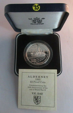 END OF WORLD WAR II 1945-1995 SILVER PROOF 1995 £2 ALDERNEY CROWN SIZE COIN