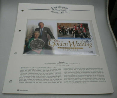 1947-1997 GOLDEN WEDDING ANNIVERSARY BUNC $1 DOLLAR COIN FIRST DAY COVER PNC