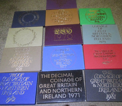Proof Coin Covers 1971 - 1982 ROYAL MINT YEAR SET CARD COVERS GOOD CONDITION