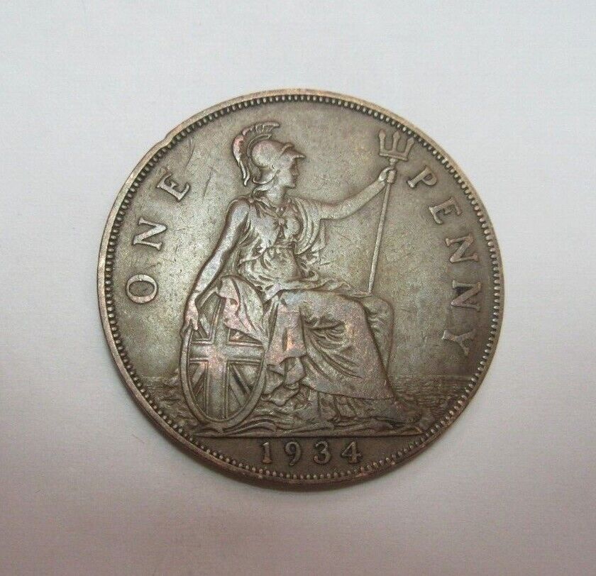 1934 KING GEORGE V BRONZE PENNY SPINK REF 4055 DARKEND BY THE MINT CA2