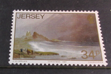 Load image into Gallery viewer, 1987 JERSEY CHRISTMAS DECIMAL STAMPS X 4 MNH IN STAMP HOLDER

