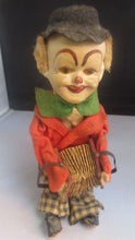 Load image into Gallery viewer, 1945-49 Wind Up Clown Doll With Accordion Rare Working Made in Germany US Zone
