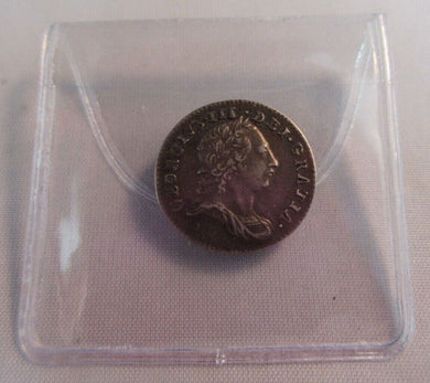 1762 KING GEORGE III SILVER EF+ 3d THREE PENCE COIN PRESENTED IN CLEAR FLIP