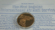 Load image into Gallery viewer, History of Man in Flight 1973 Gold Plated Bronze Scarce Medals + Info Sheet
