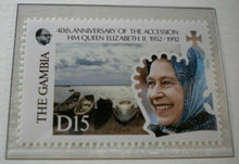 Load image into Gallery viewer, 1952-1992 QEII 40TH ANNIVERSARY OF THE ACCESSION  5 X THE GAMBIA MNH STAMPS/INFO
