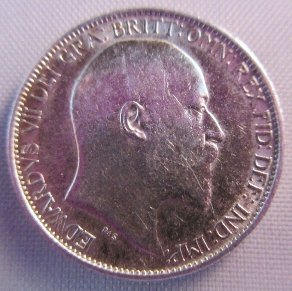 1906 KING EDWARD VII BARE HEAD SIXPENCE COIN .925 SILVER COIN SPINK 3983 IN FLIP