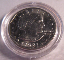 Load image into Gallery viewer, 1981 UNRELEASED SUSAN B ANTHONY DOLLAR BEAUTIFULLY BOXED WITH COA
