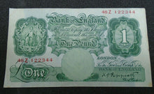 Load image into Gallery viewer, 1934 £1 BANK NOTE 48Z 122344 PEPPIATT BE45D aUNC
