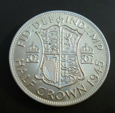 1945 KING GEORGE VI BARE HEAD 1 SILVER HALF CROWN ref SPINK 4080 A4