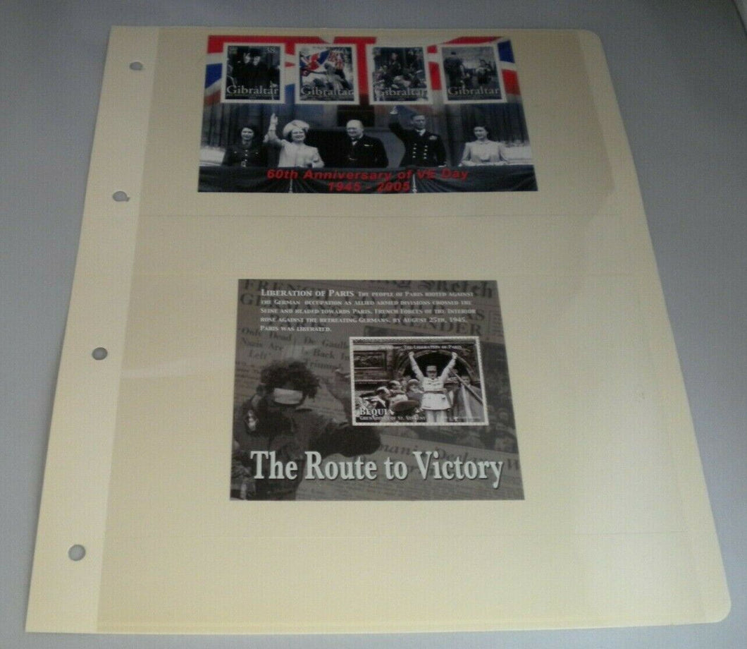 THE ROUTE TO VICTORY 60TH ANNIVERSARY OF VE DAY STAMPS MNH ON ALBUM SHEET