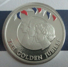 Load image into Gallery viewer, 2002 Golden Jubilee PNC Falkland Islands COMMEMORATIVE SILVER PROOF CROWN, COA
