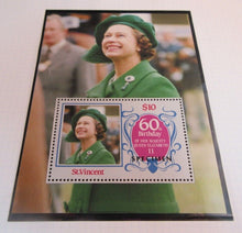 Load image into Gallery viewer, 1986 QUEEN ELIZABETH II 60TH BIRTHDAY ST VINCENT MINISHEET STAMP &amp; ALBUM SHEET
